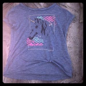 Blue unicorn shirt with small tie